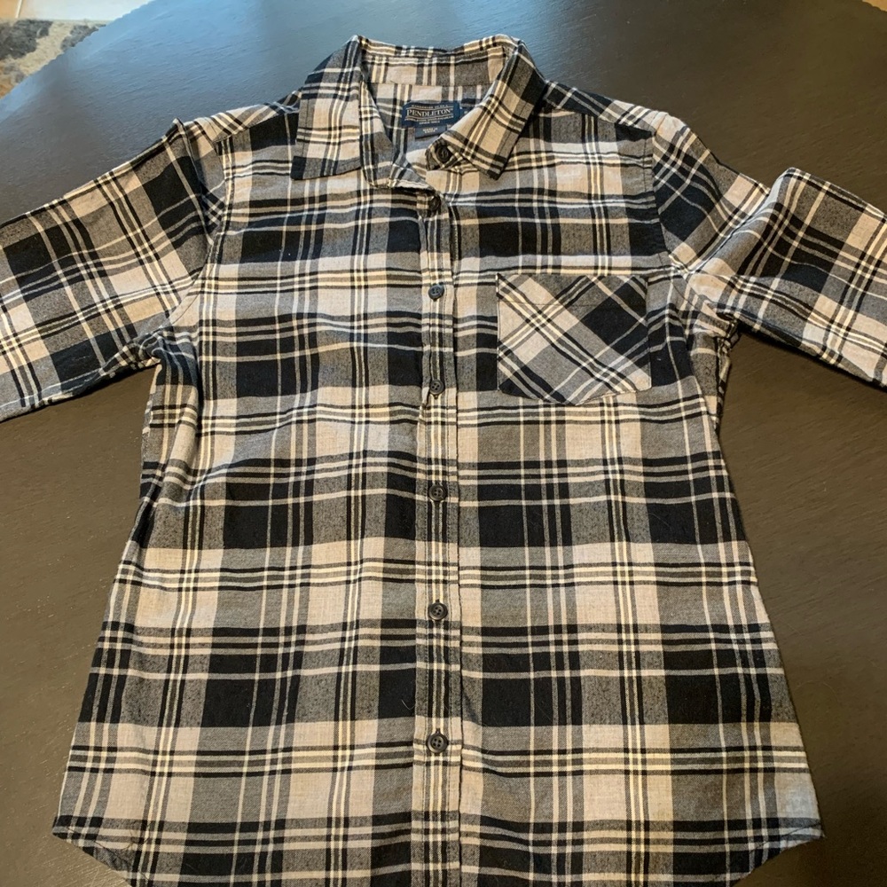 Pendleton Wool Button Up Grey And Black Plaid, Wo… - image 3
